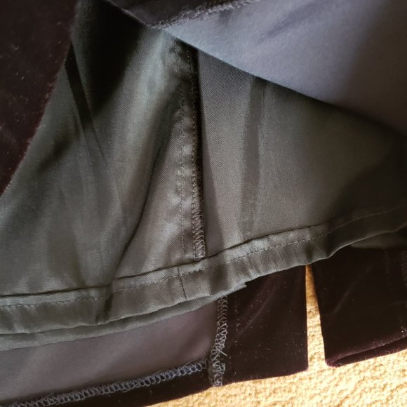 Black Velvet Mini Skirt with Slit - Picture 2 of 7